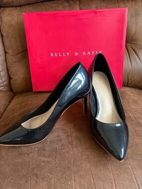 Kelly & Katie Black Patent Pointed Toe Stilettos